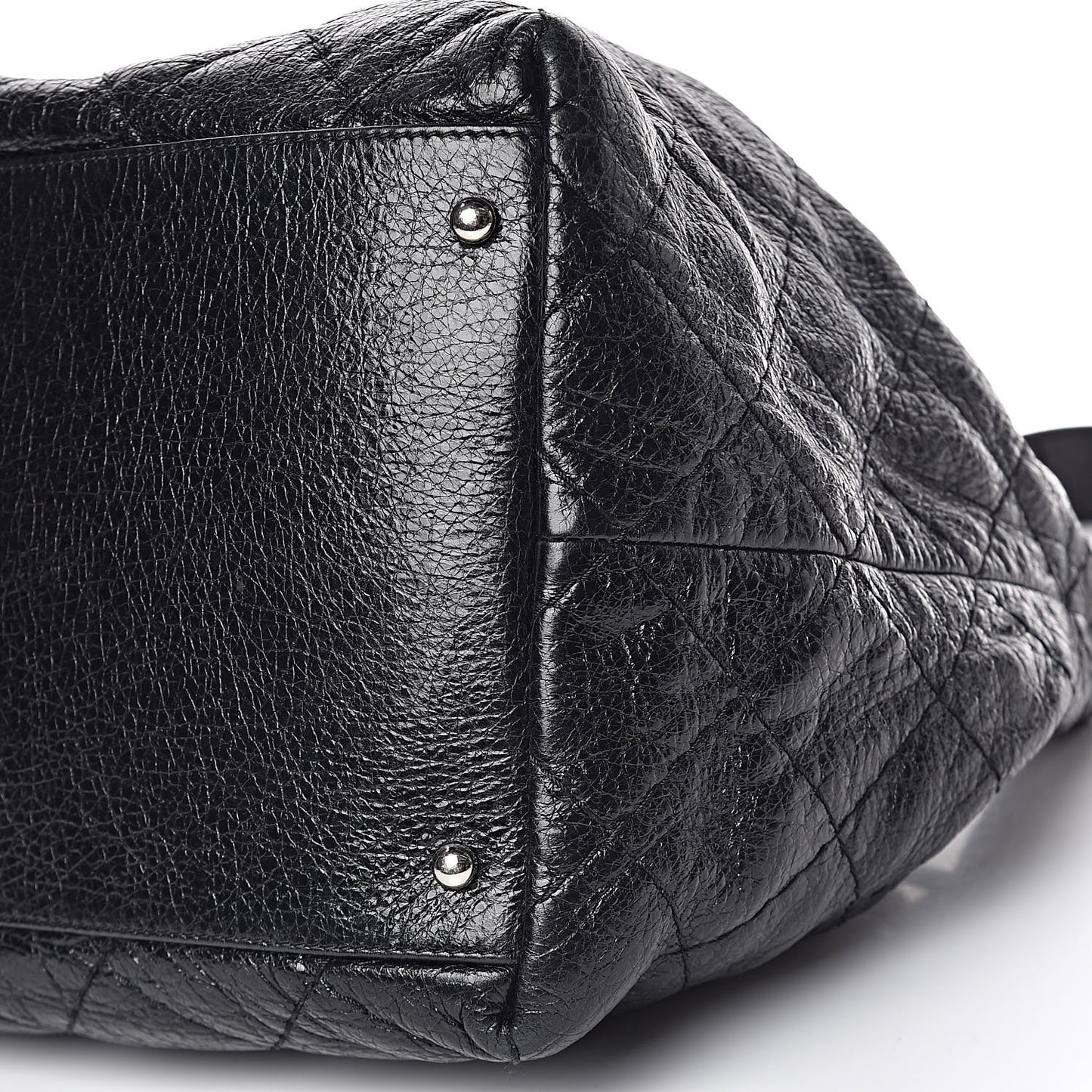 Glazed Calfskin On The Road Drawstring Tote Black