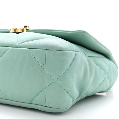 Chanel Goatskin Quilted Medium Chanel 19 Flap Light Blue 10 of 12