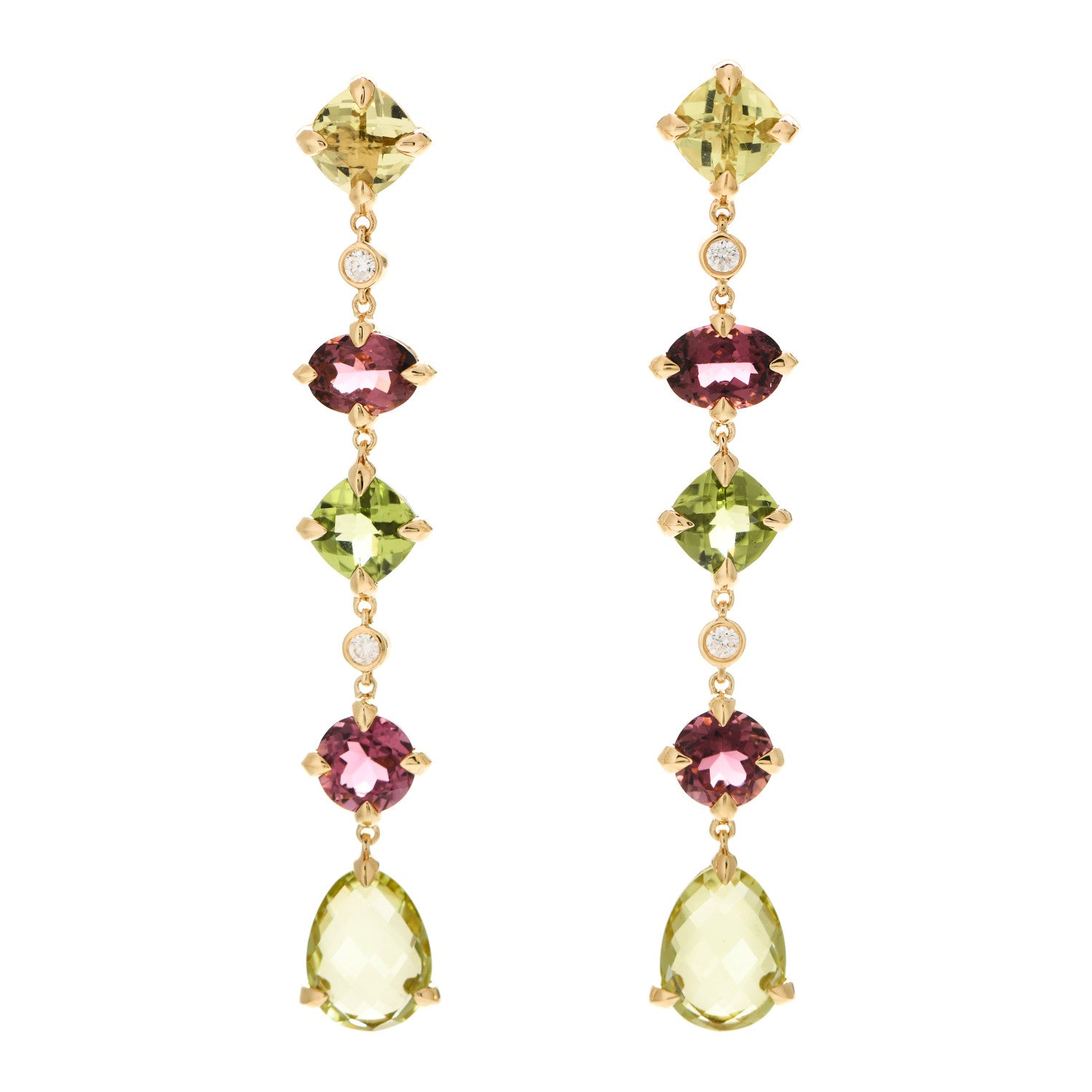 David Yurman 18K Yellow Gold Multi-Stone Diamond Chatelaine Drop Earrings 1 of 5
