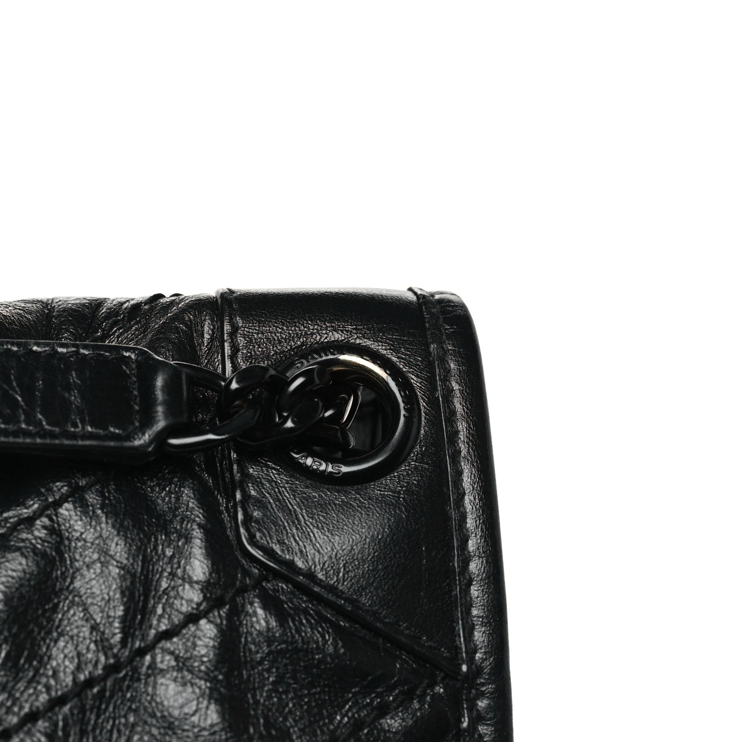 Saint Laurent Crinkled Calfskin Matelasse Monogram Medium Niki Chain Satchel Black 11 of 12