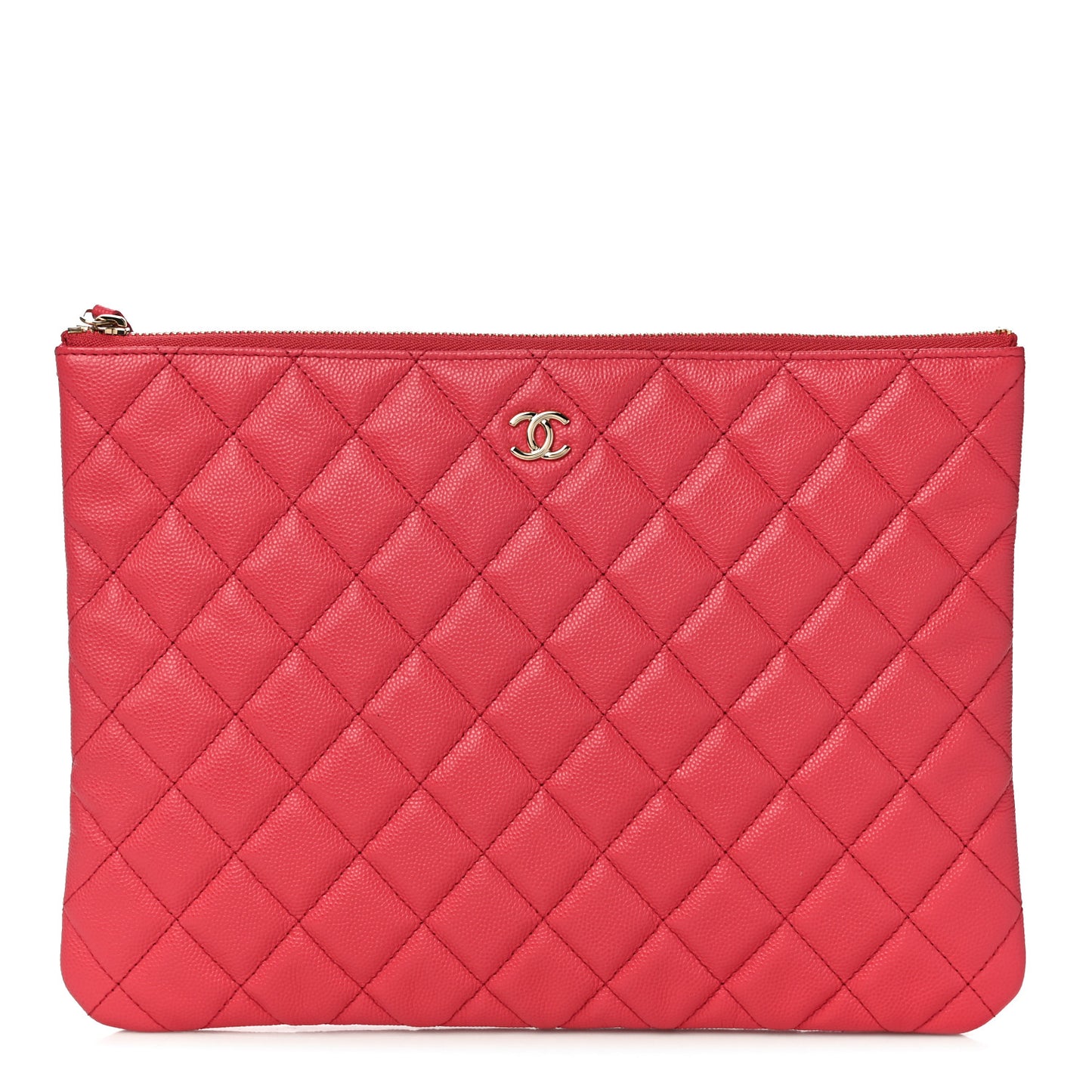 Caviar Quilted Medium Cosmetic Case Dark Pink
