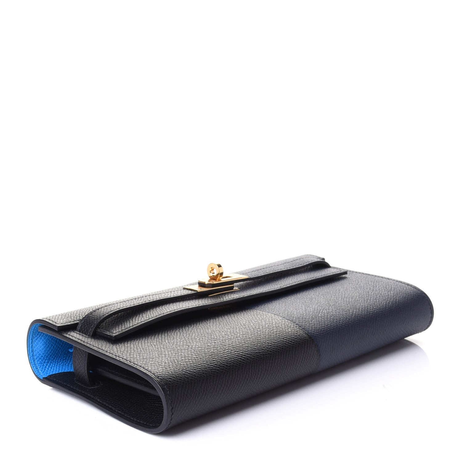 Hermes Epsom Casaque Kelly Wallet To Go Black Bleu Indigo Bleu Frida 3 of 9