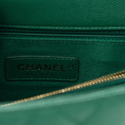 Chanel Caviar Quilted Medium Coco Handle Flap Green 6 of 8