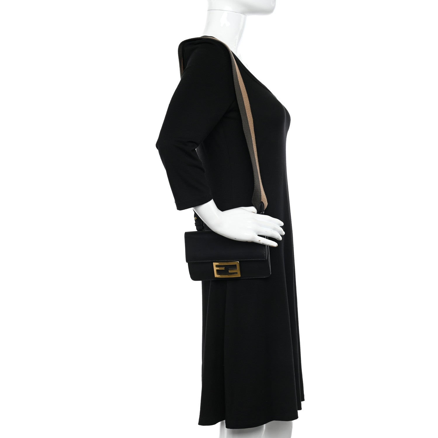 Fendi Vitello King Mini Flat Baguette Black 4 of 12