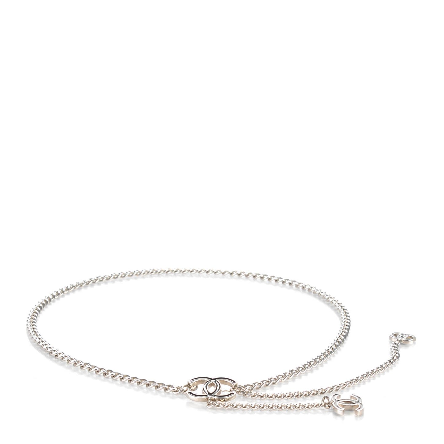 Enamel CC Chain Belt Silver Black