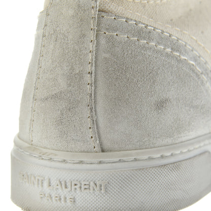 Saint Laurent Distressed Canvas Smoking Forever High Top Sneakers 40.5 Milk Panna 9 of 13