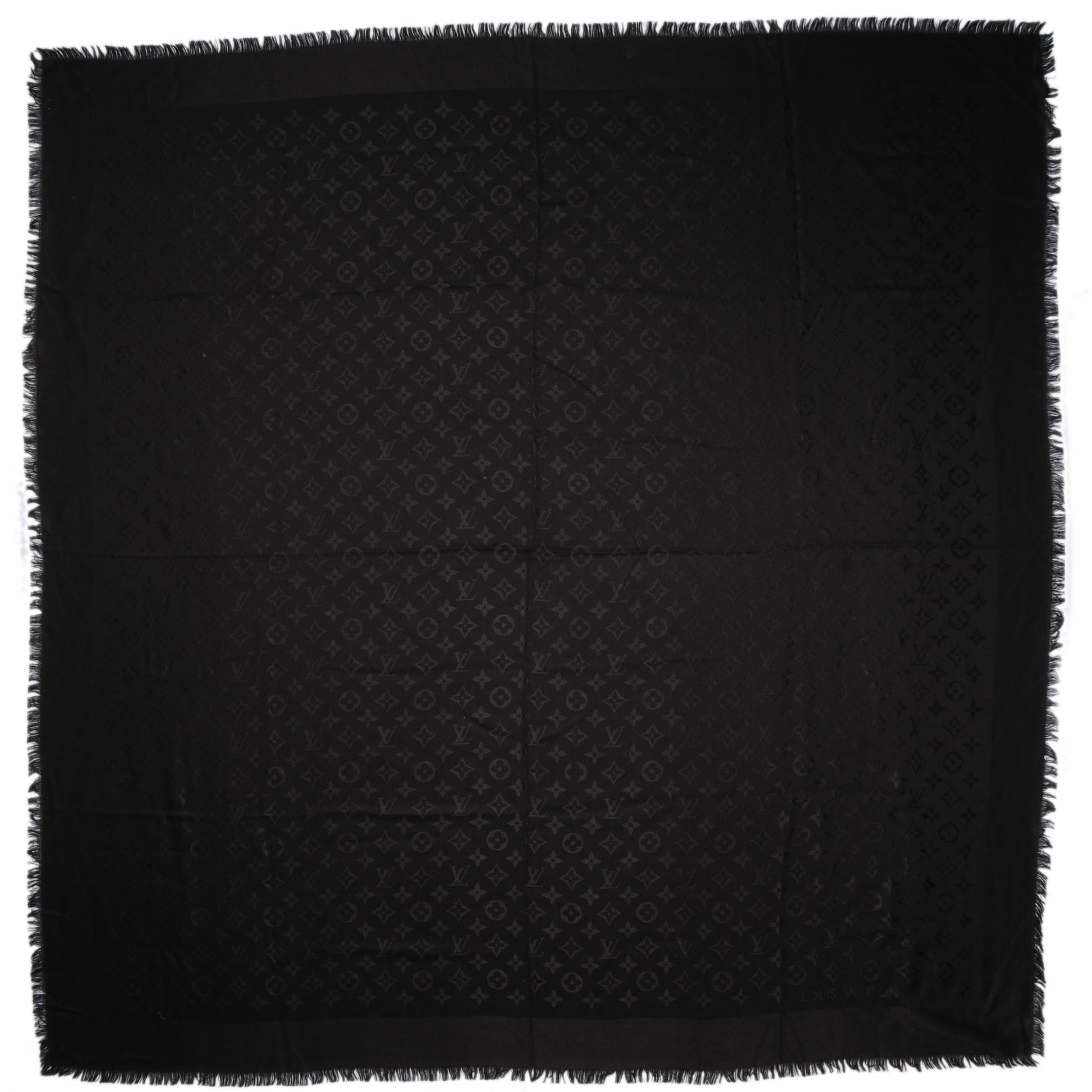 Louis Vuitton Silk Wool Monogram Shawl Black 3 of 5