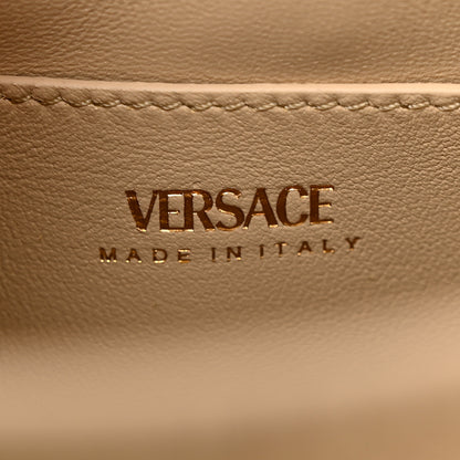 Versace Calfskin Crocodile Embossed Small La Medusa Top Handle Bag Beige 6 of 11