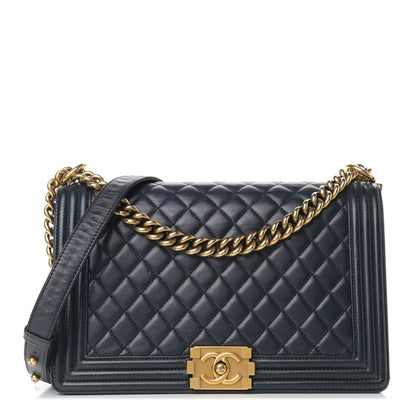Chanel Calfskin Quilted New Medium Boy Flap Navy Blue 1 of 9