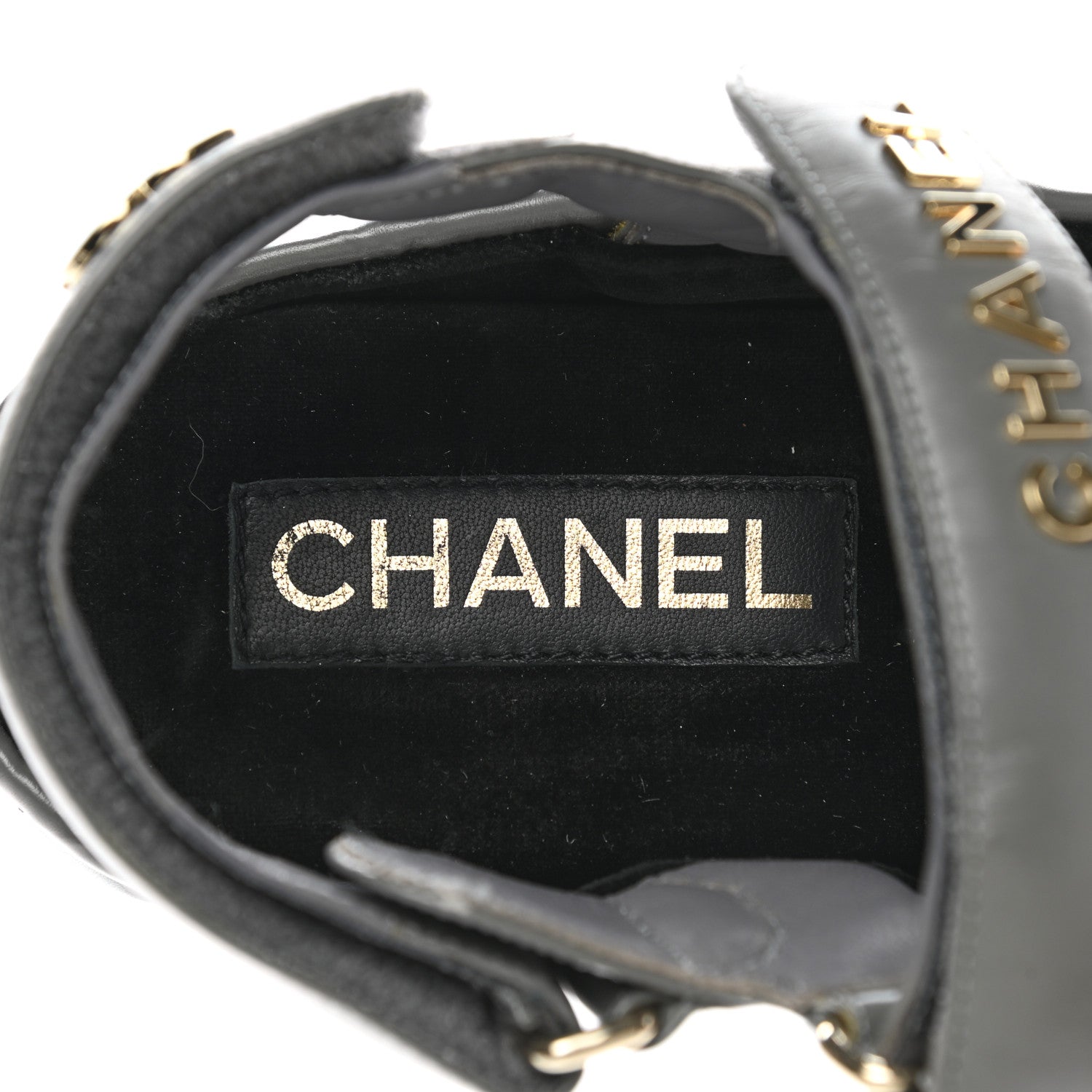 Chanel Shiny Calfskin Logo Platform Sandals 38 Grey 7 of 9