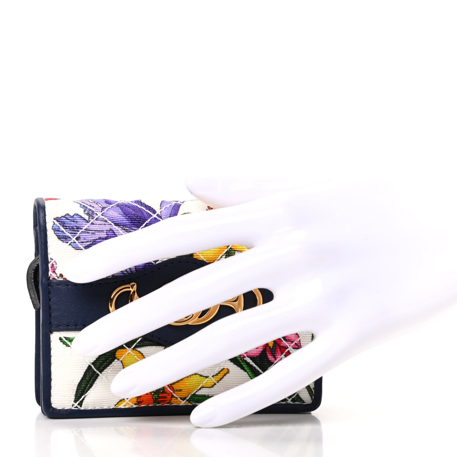 Gucci Canvas Flora Floral Trapuntata Zumi Card Case Wallet Great White Multicolor Blue Agata 2 of 8