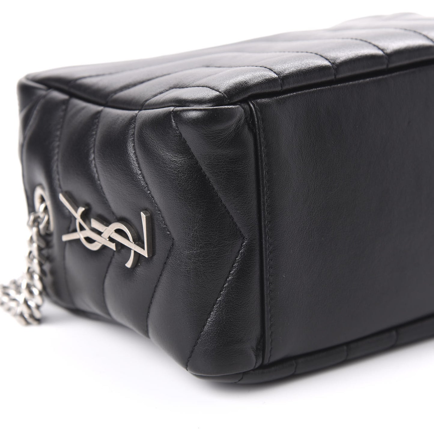 Calfskin Y Quilted Monogram Small Loulou Bowling Bag Black