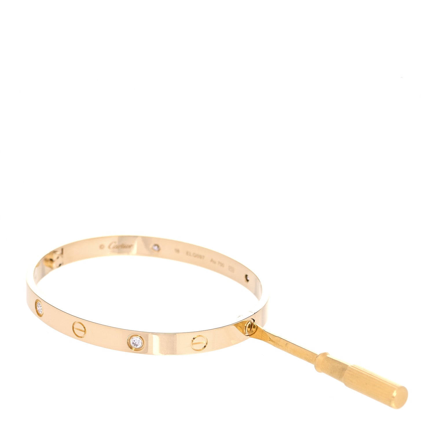 Cartier 18K Yellow Gold 4 Diamond LOVE Bracelet 18 7 of 8