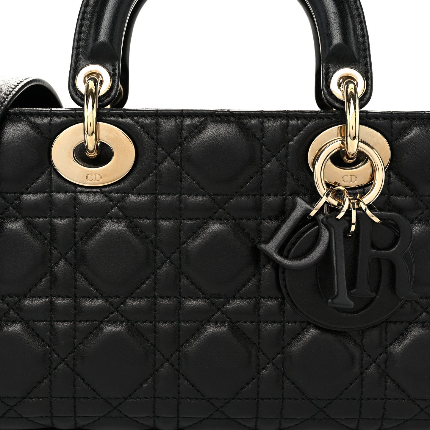 Lambskin Cannage Medium Lady D-Joy Black