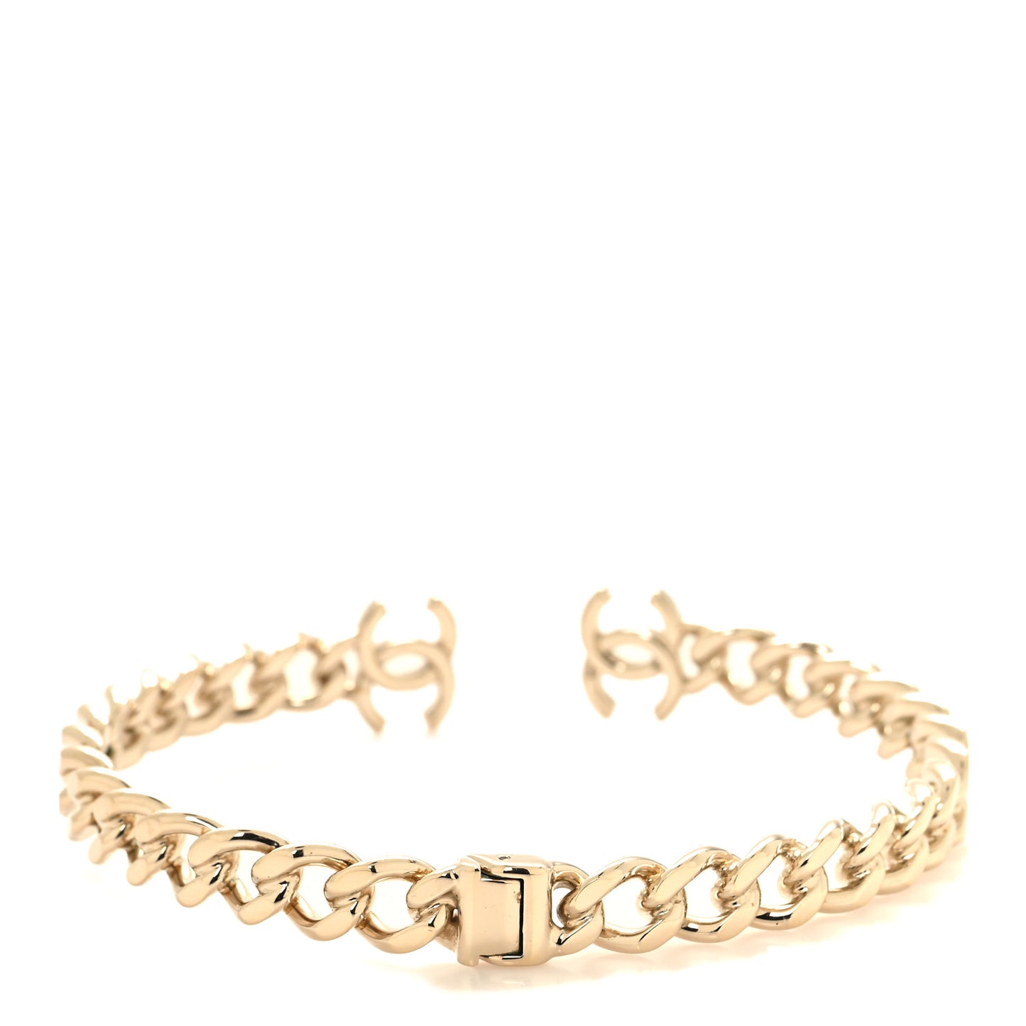Metal CC Chain Link Choker Necklace M Gold