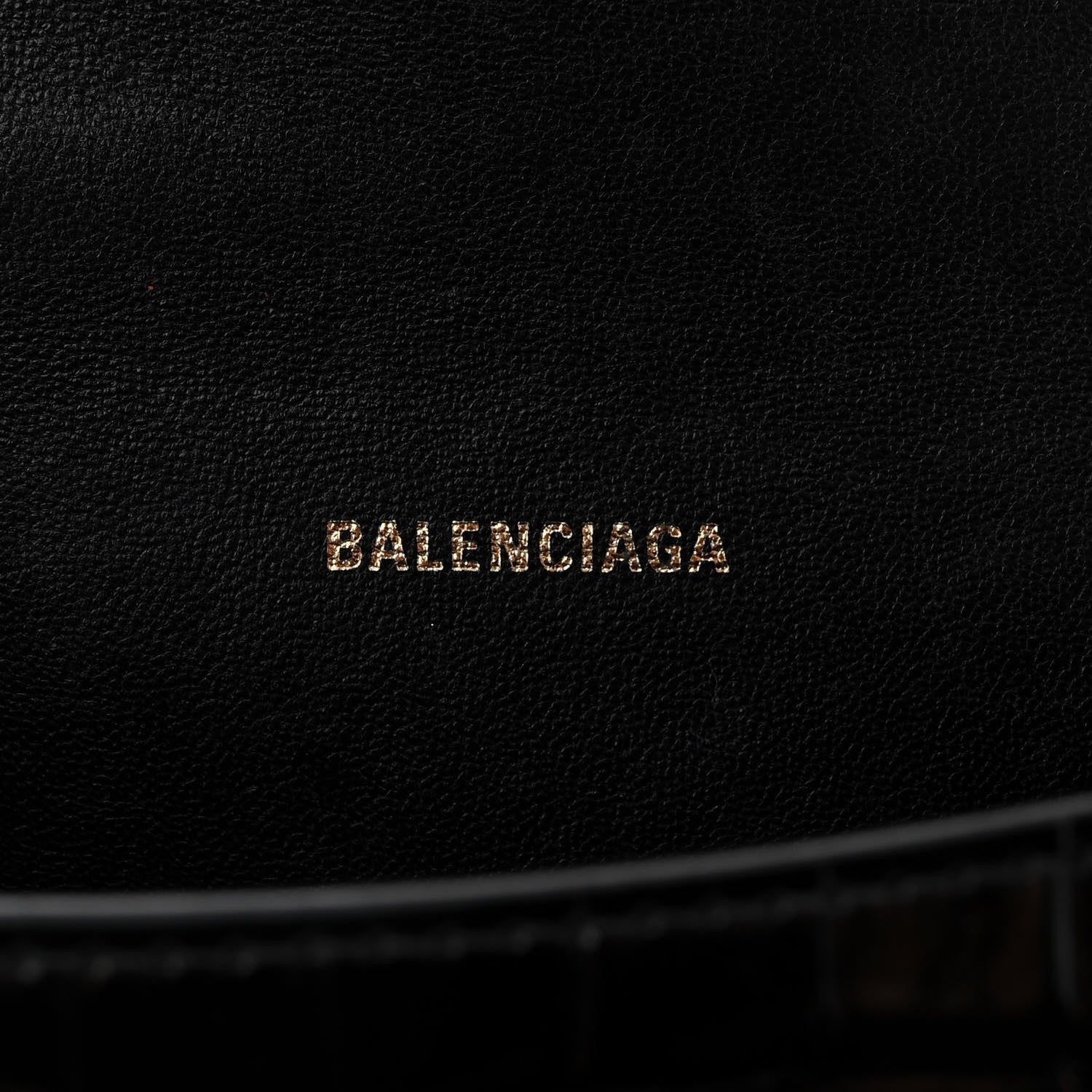 Balenciaga Shiny Calfskin Crocodile Embossed Hourglass Top Handle Bag XS Black 6 of 13
