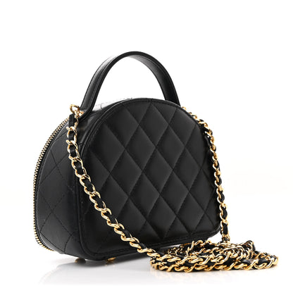 Chanel Lambskin Quilted Chic Riviera Top Handle Vanity Case Black 3 of 12