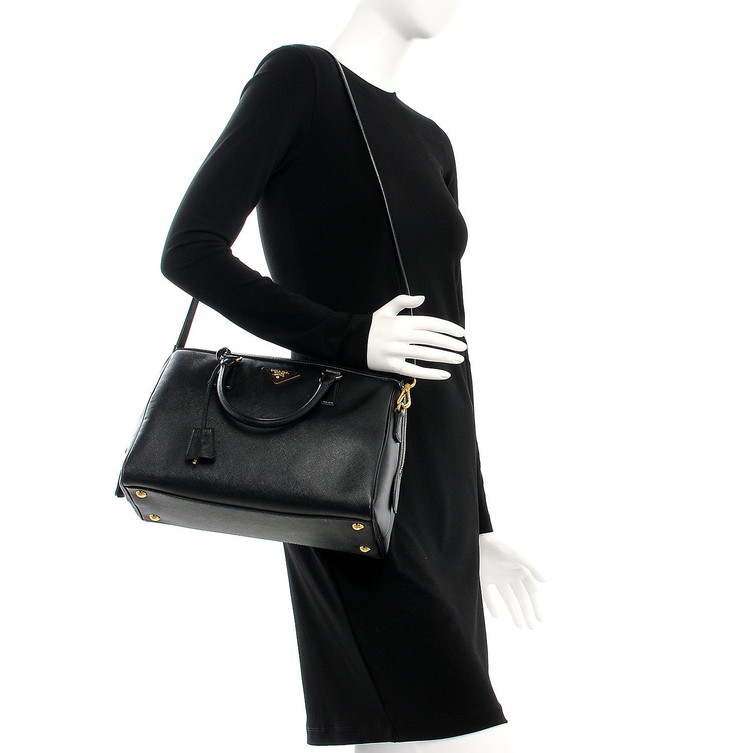 Prada Saffiano Lux Bowler Black 2 of 8