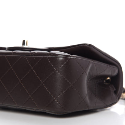 Chanel Lambskin Quilted Mini Rectangular Flap Dark Brown 7 of 11
