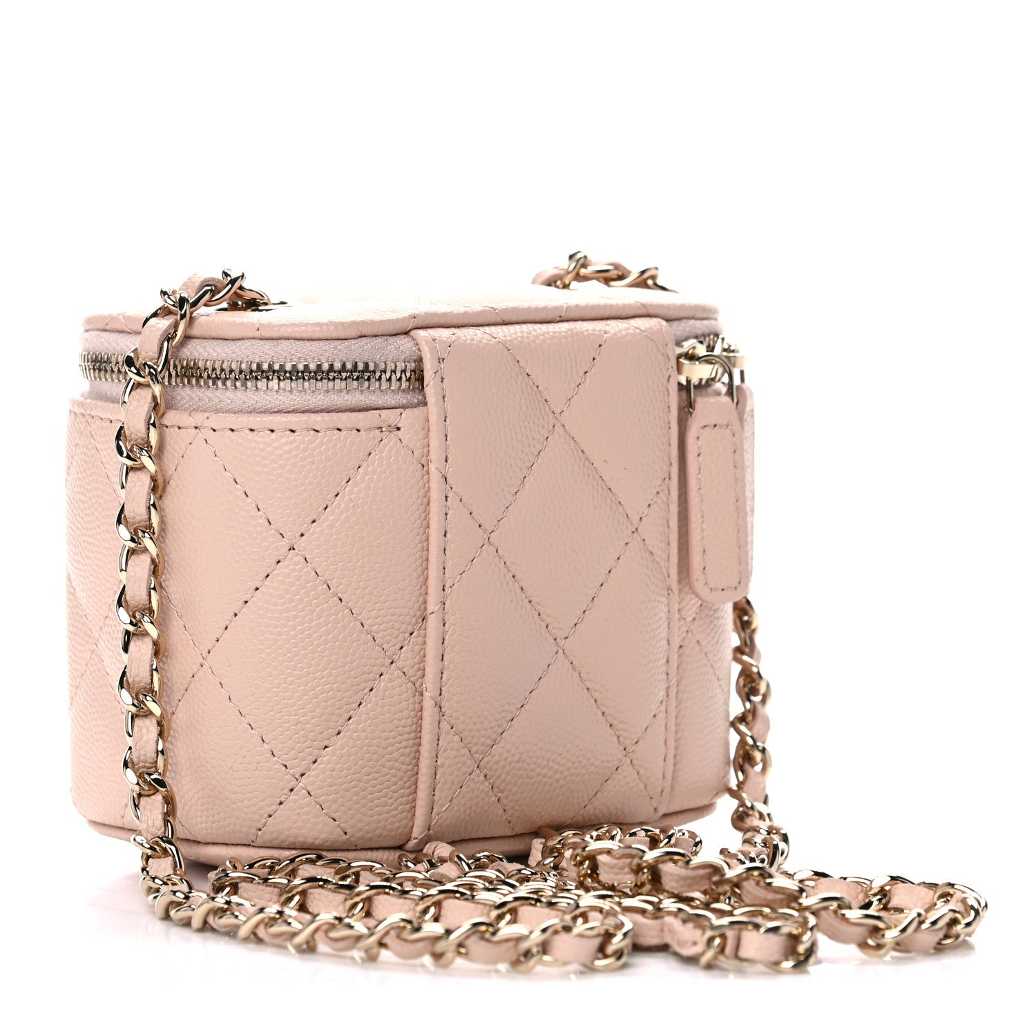 Chanel Caviar Quilted Mini Vanity Case With Chain Light Beige 3 of 7