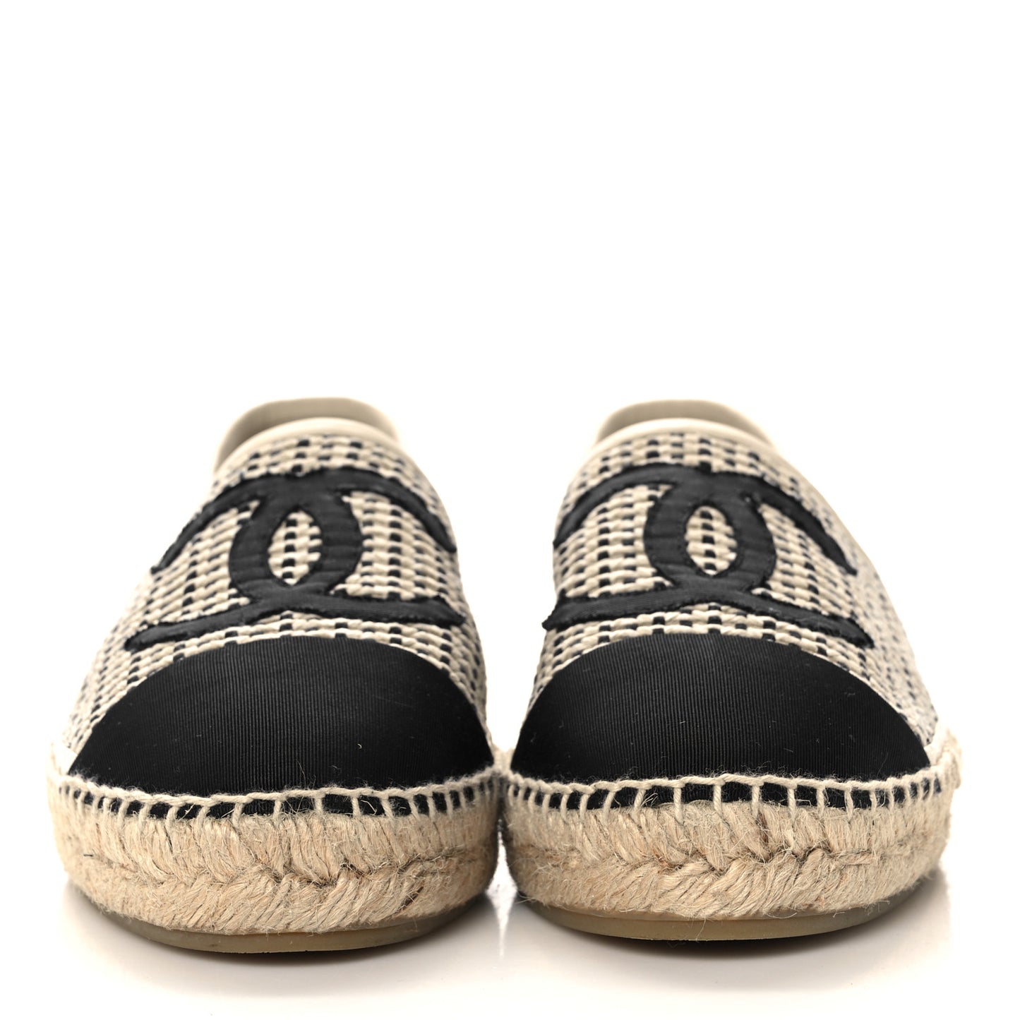 Mesh Grosgrain CC Espadrilles 41 Beige Black