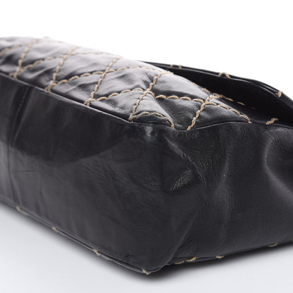 Chanel Calfskin Wild Stitch Jumbo Flap Black 9 of 19