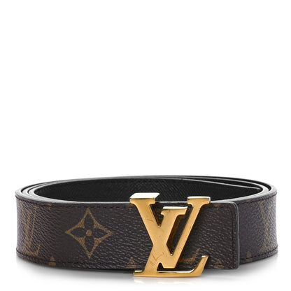 Louis Vuitton Calfskin Monogram 30mm LV Initiales Reversible Belt 85 34 Black 1 of 4
