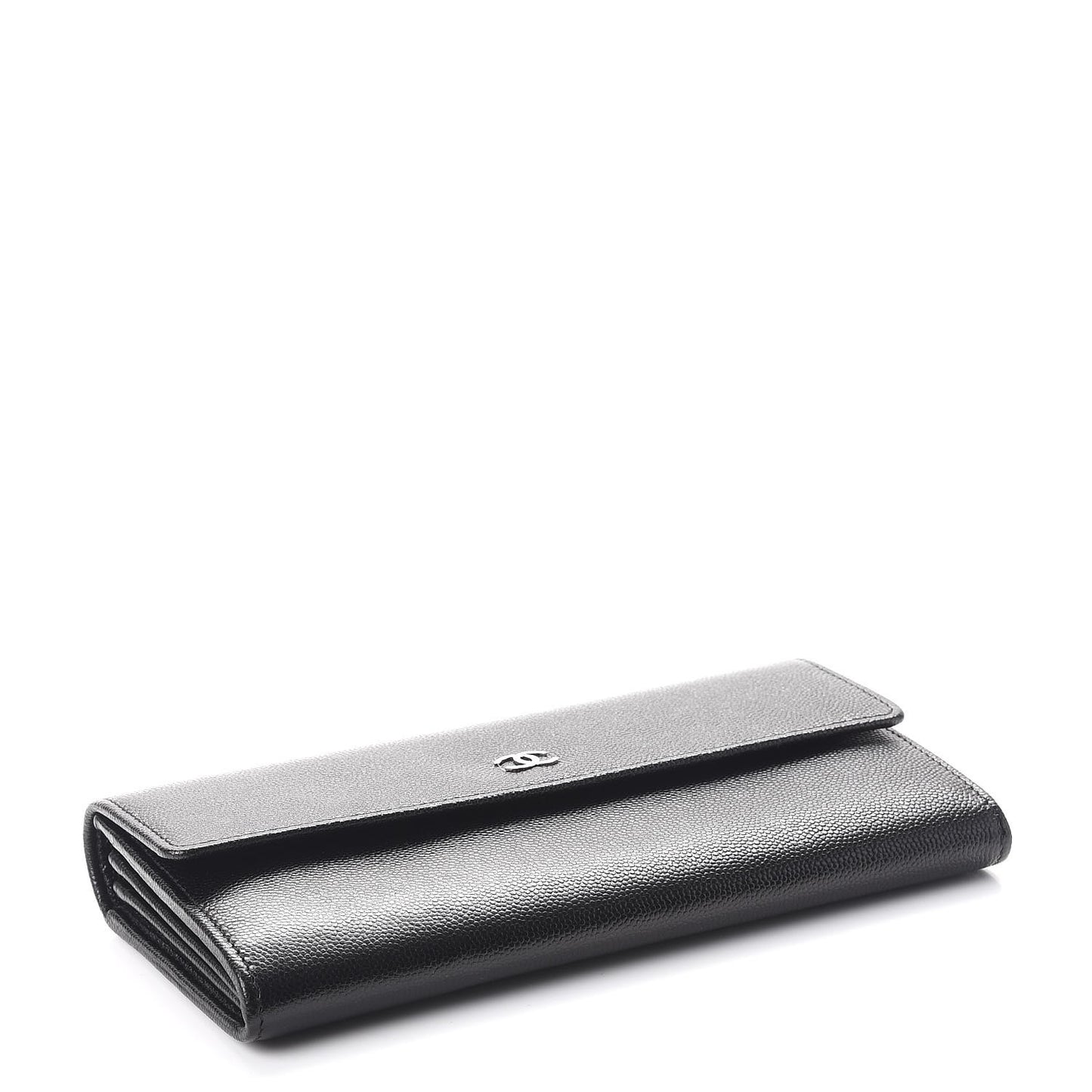Caviar Sevruga CC Large Gusset Flap Wallet Black