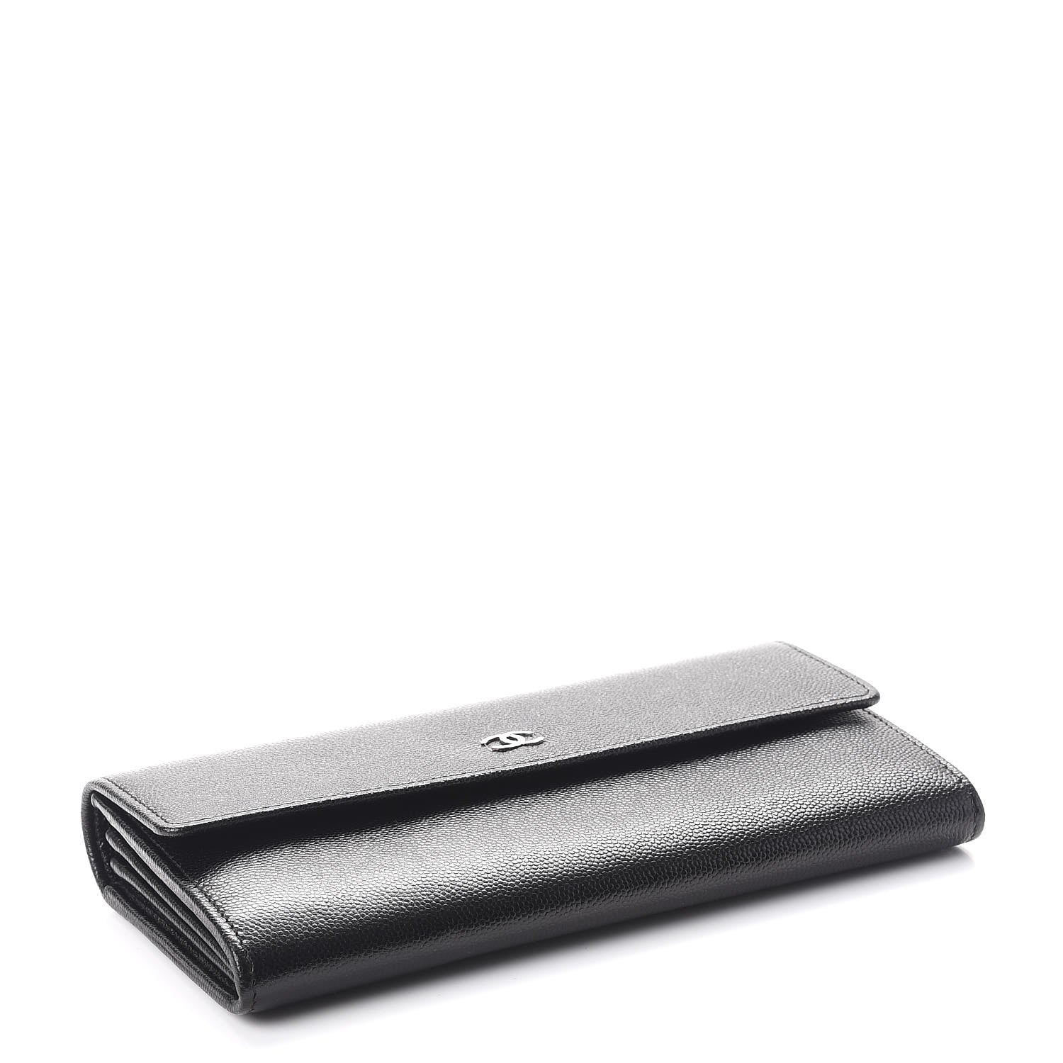 Chanel Caviar Sevruga CC Large Gusset Flap Wallet Black 4 of 9