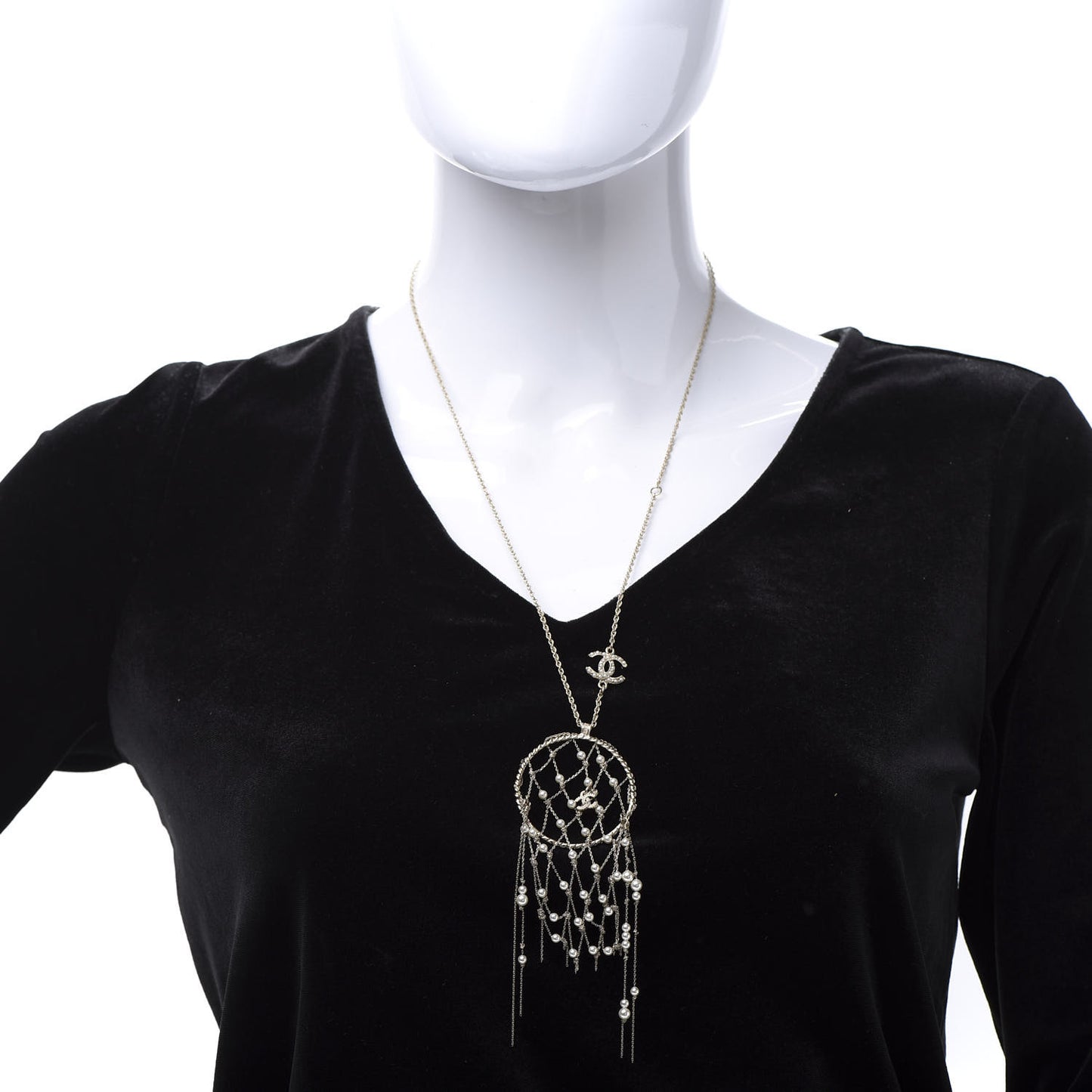 Pearl CC Dream Catcher Necklace Gold