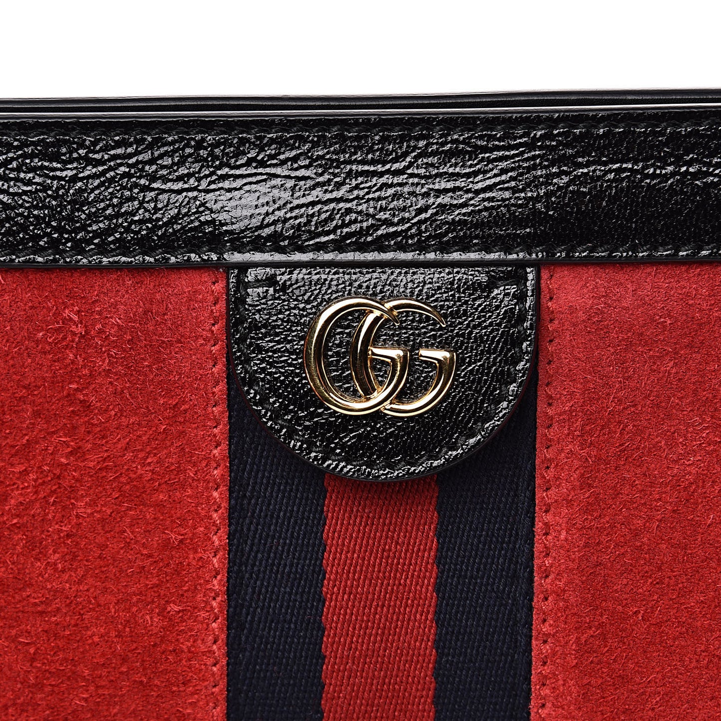 Suede Patent Web Medium Ophidia Chain Shoulder Bag Hibiscus Red Black