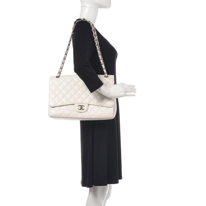 Chanel Caviar Quilted Maxi Single Flap White 2 of 17