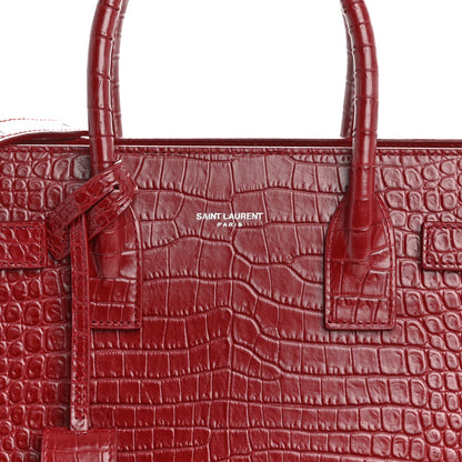 Saint Laurent Calfskin Crocodile Embossed Baby Sac De Jour Red 8 of 12