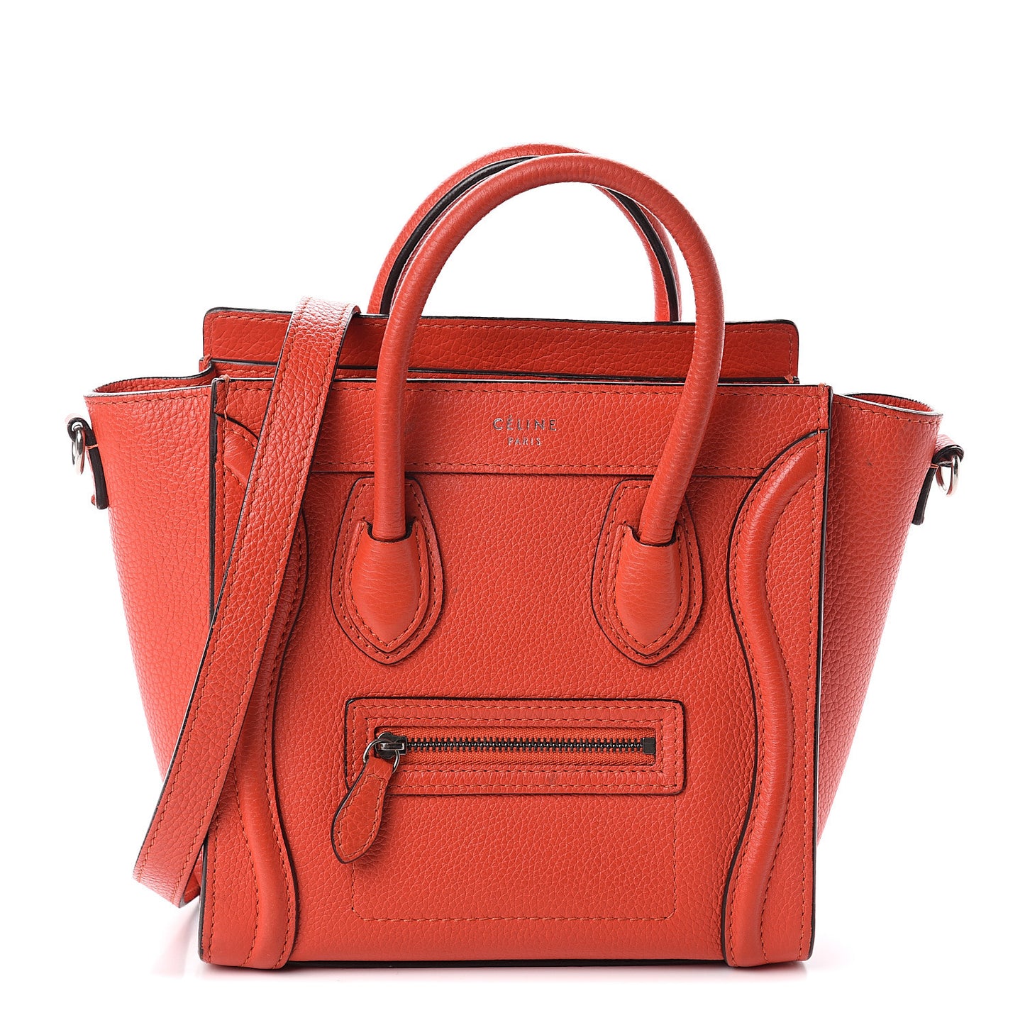 Drummed Calfskin Nano Luggage Coquelicot