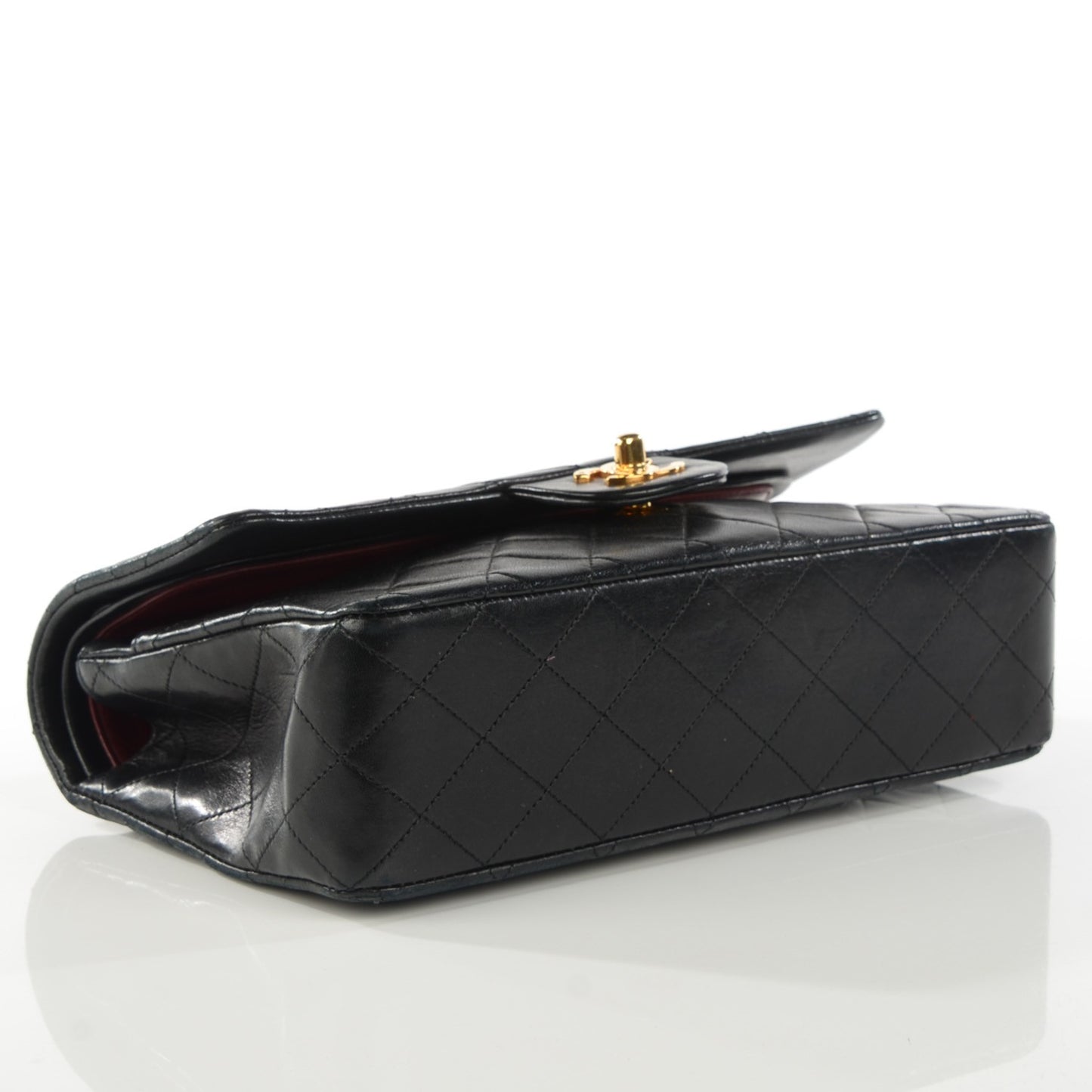 Lambskin Quilted Medium Double Flap Black