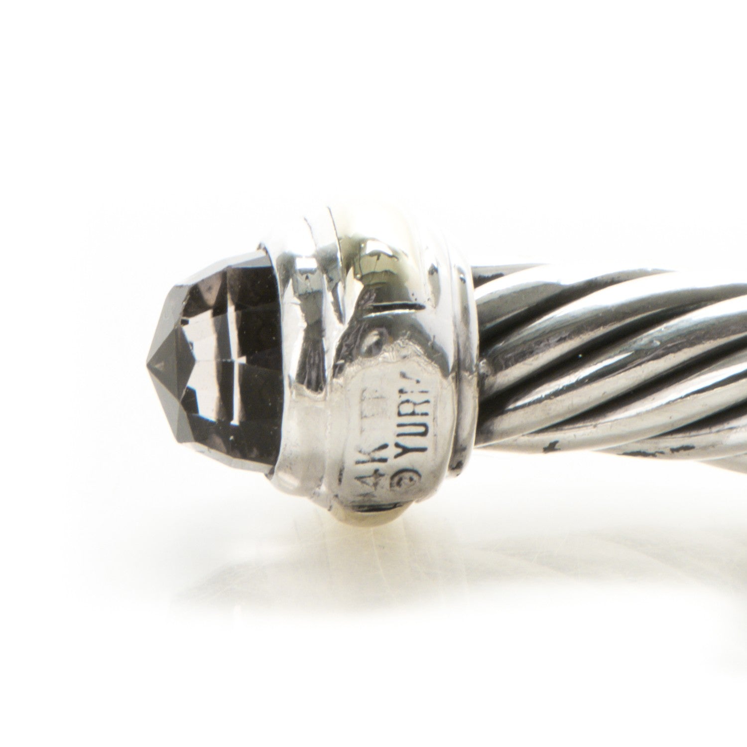 David Yurman Sterling Silver 14K Yellow Gold Smoky Quartz 7mm Cable Classics Bracelet 4 of 4