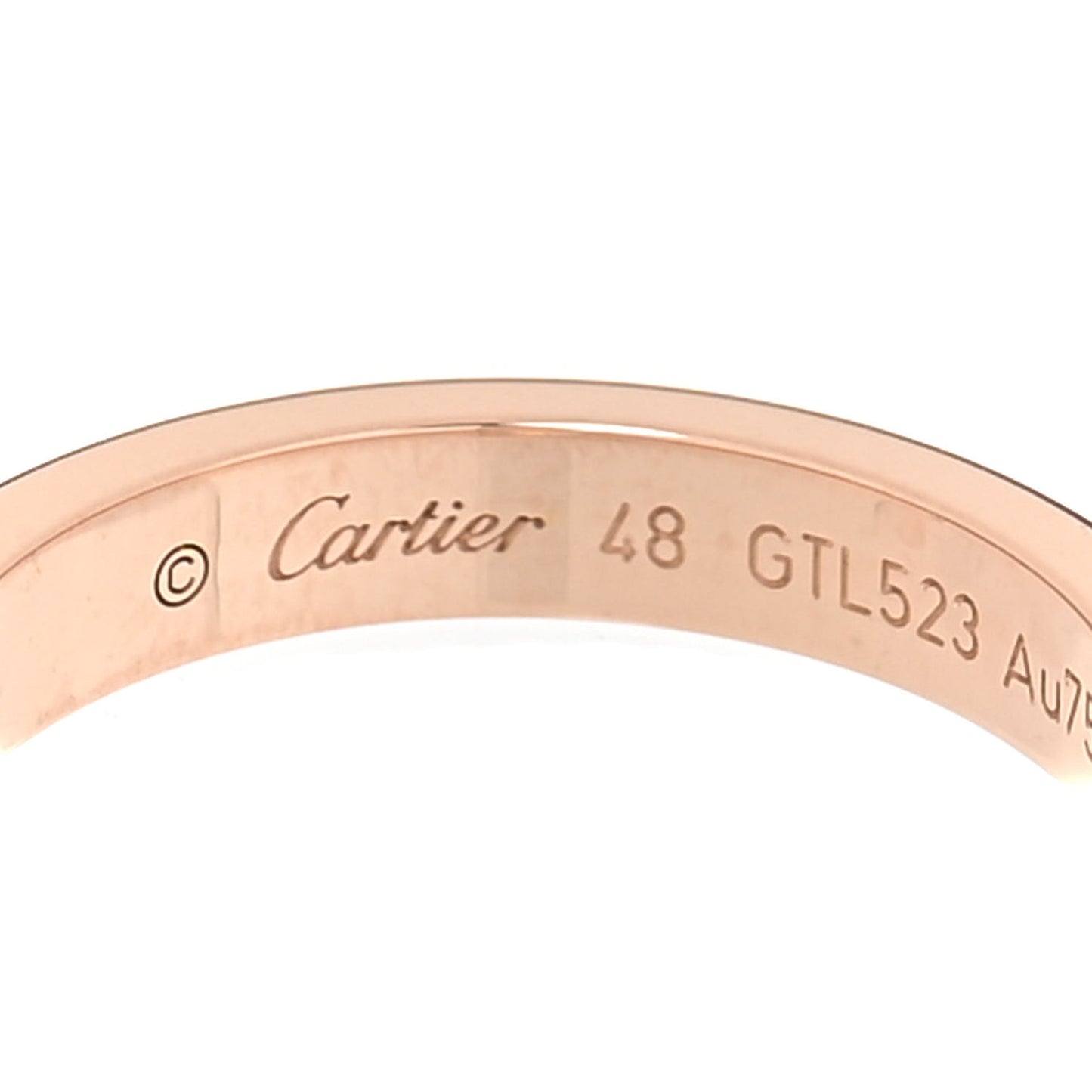 18K Pink Gold Diamond 3mm C De Cartier Wedding Band Ring 48 4.5