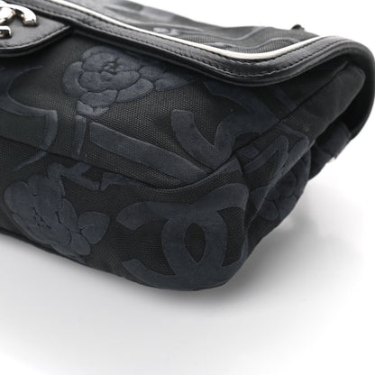 Chanel Canvas Camellia Embossed Flap Black 9 of 10