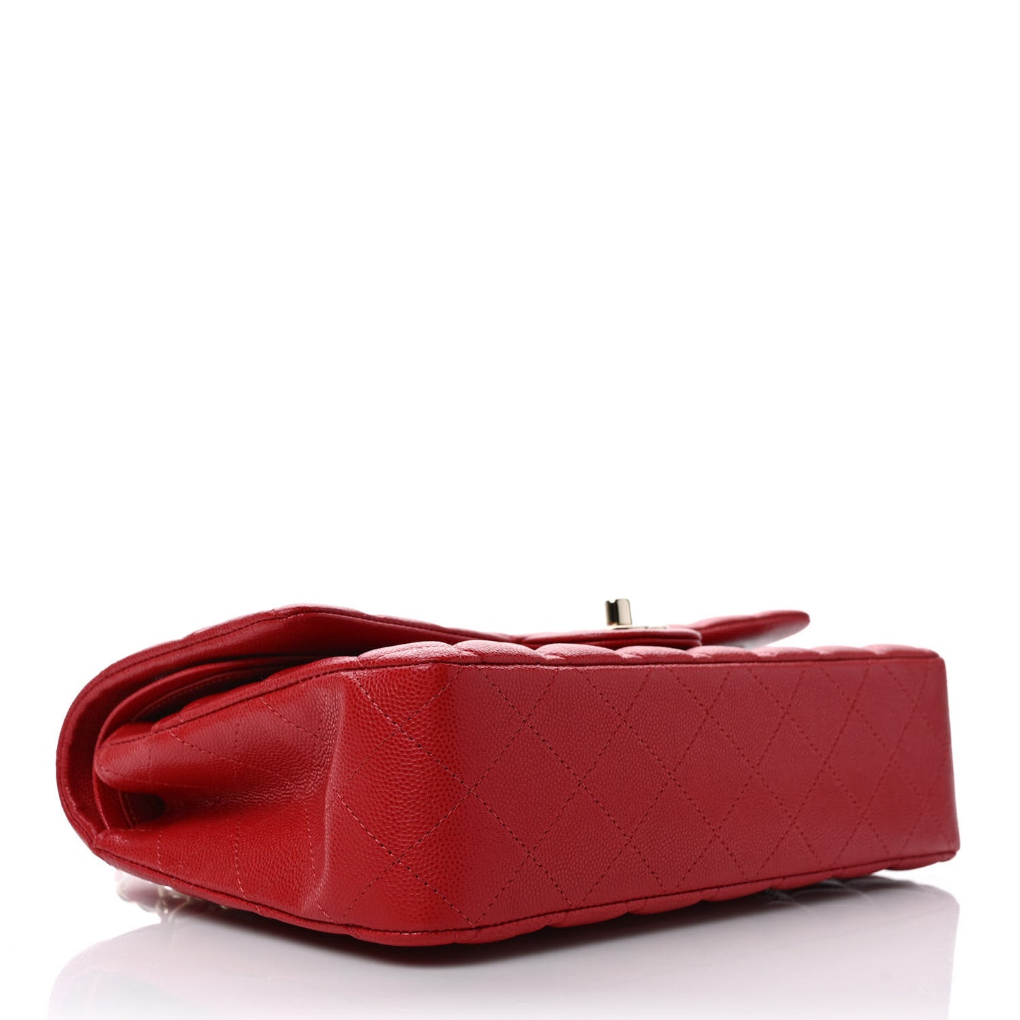 Caviar Quilted Medium Double Flap Red