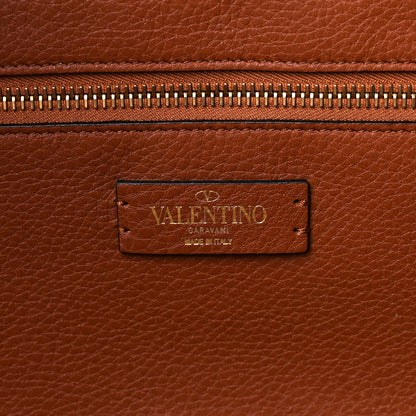 Valentino Garavani Raffia Calfskin Rockstud Tote Naturale Saddle Brown 6 of 10