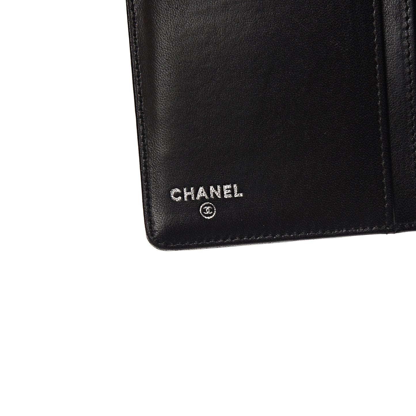 Patent Calfskin Lucky Symbols Yen Wallet Black