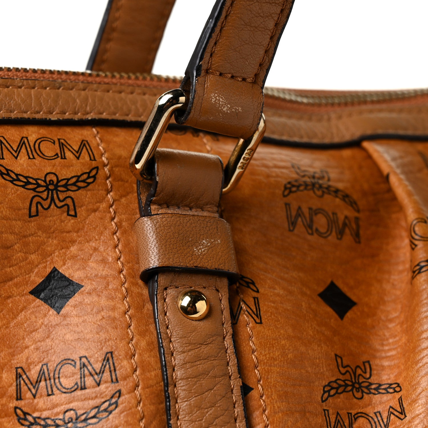 MCM Visetos Medium Essentials Shopper Tote Cognac 9 of 10