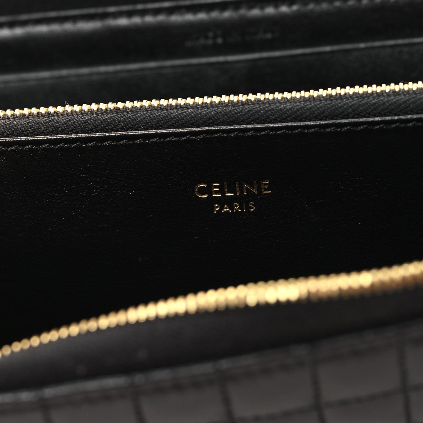Lambskin Quilted Large C Charm Zip Around Wallet Black