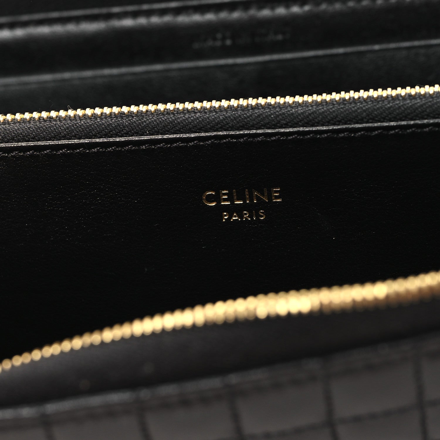 Celine Lambskin Quilted Large C Charm Zip Around Wallet Black 6 of 8