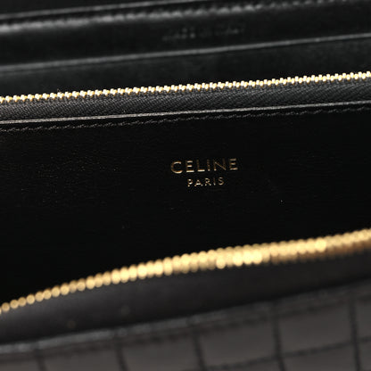 Celine Lambskin Quilted Large C Charm Zip Around Wallet Black 6 of 8