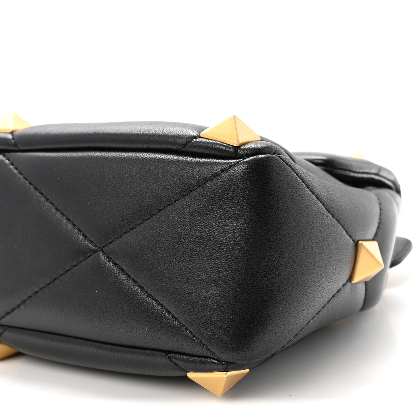Nappa Large Roman Stud Shoulder Bag Black