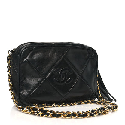 Chanel Lambskin Quilted CC Tassel Camera Case Black 3 of 11