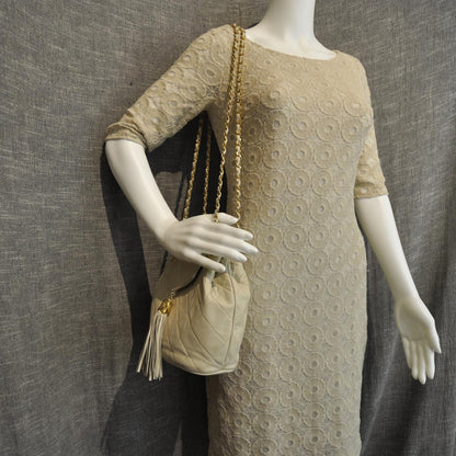 Chanel Quilted Lambskin Tassel Shoulder Bag Light Beige 2 of 9