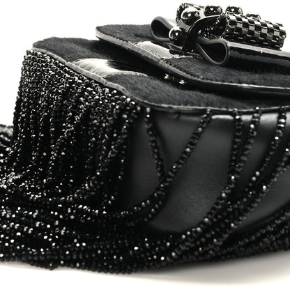 Christian Louboutin Pony Hair Patent Calfskin Mini Sweety Charity Fringe Crossbody Bag Black 8 of 8