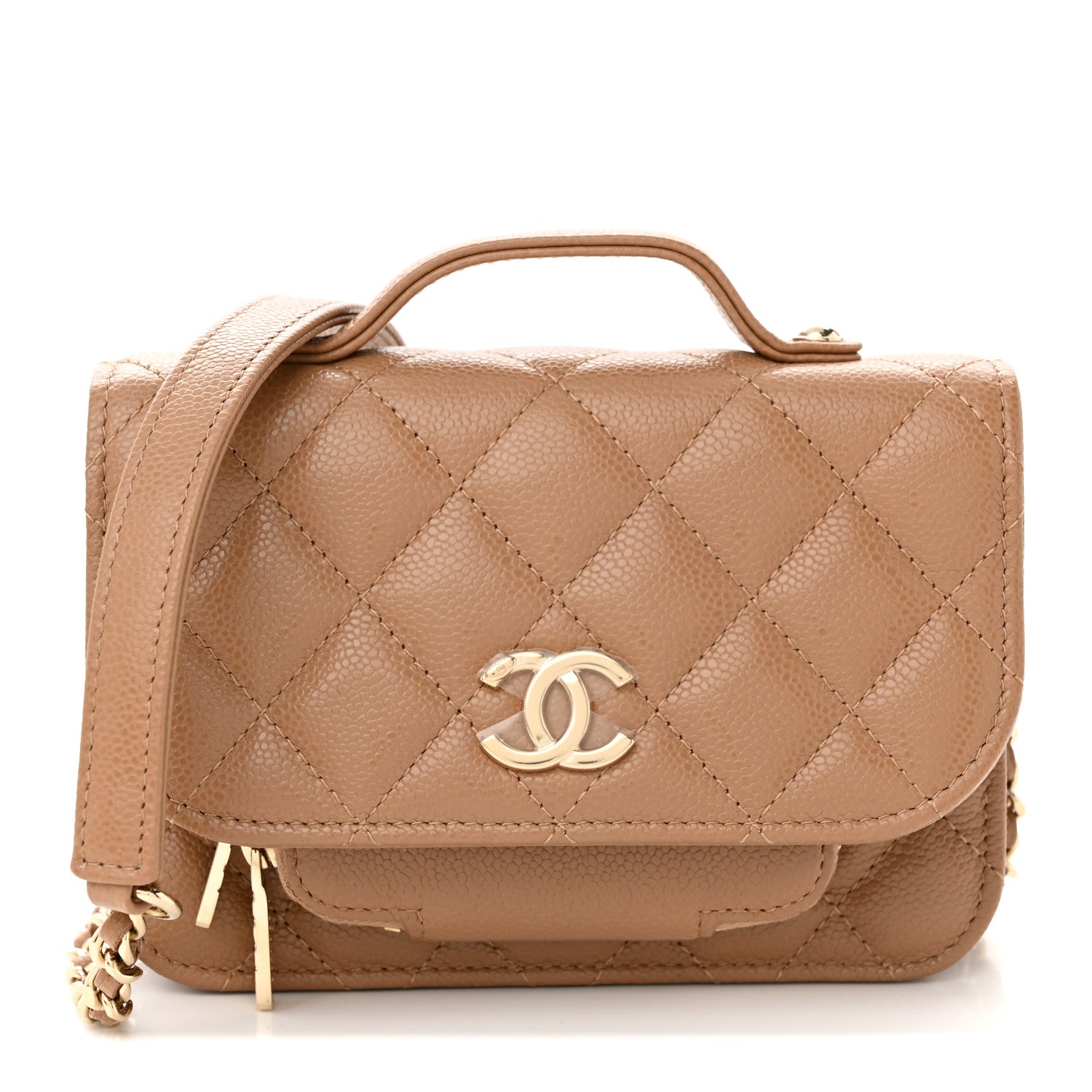 Chanel Caviar Quilted Business Affinity Clutch With Chain Flap Dark Beige 1 of 11